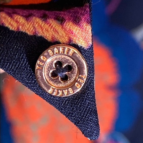 Ted Baker Blue and Pink Folk Foliage Botanical Scarf - Picture 3 of 7